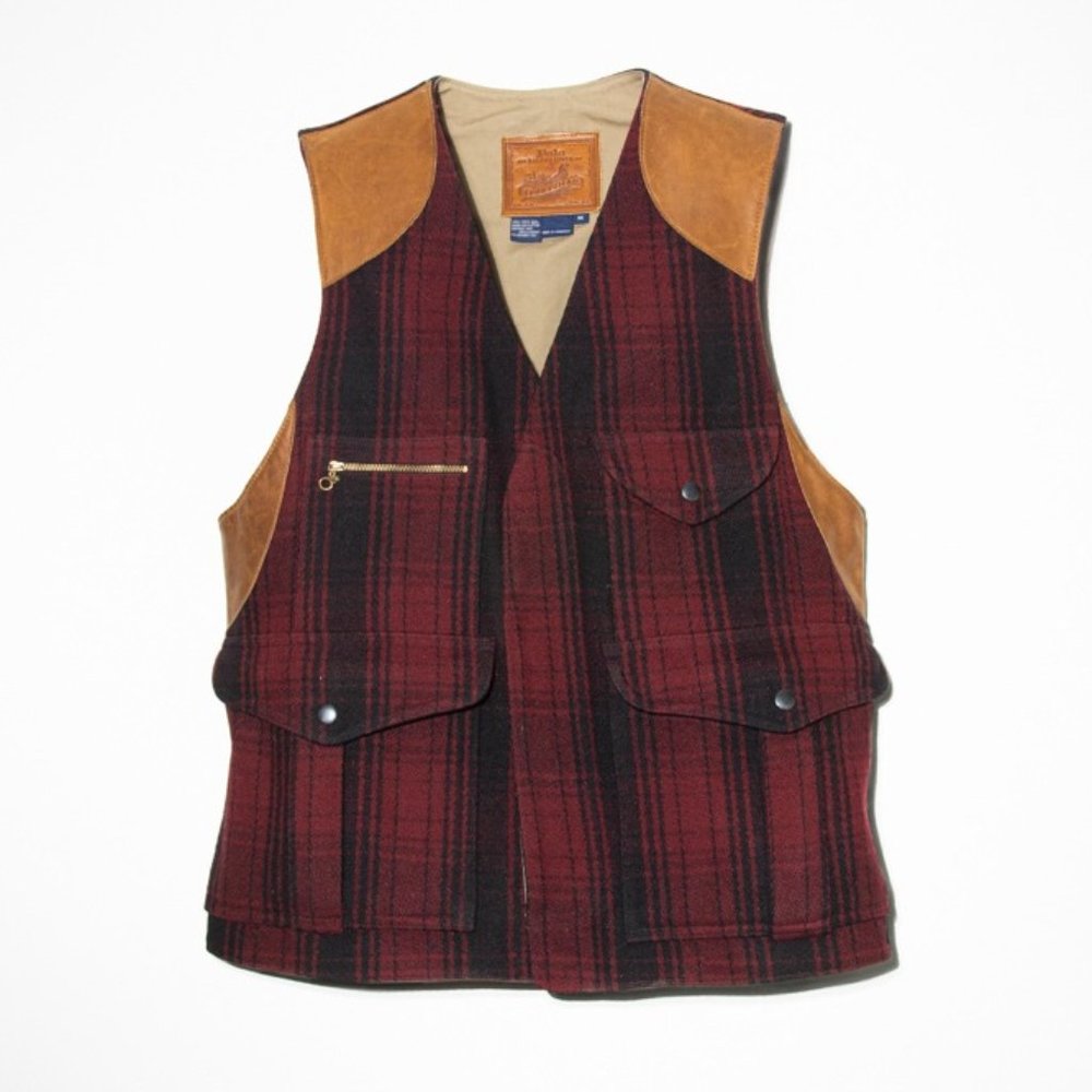 Polo RL Hunting Vest Wool/Leather Glasgow Plaid - Picture 1 of 7
